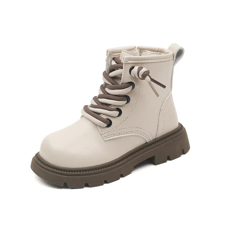 2023 m. nauji mergaičių trumpi batai neslystantys vienspalviai madingi vaikiški odiniai batai šilti medvilniniai vaikiški laisvalaikio batai berniukams rudi, mieli