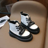 Κορεατική μόδα PU Δερμάτινα παιδικά κοντά μποτάκια για αγόρια 2023 Άνοιξη φθινόπωρο Νέα μαλακή σόλα για αγόρια Cool αντιολισθητικά γοτθικό στιλ