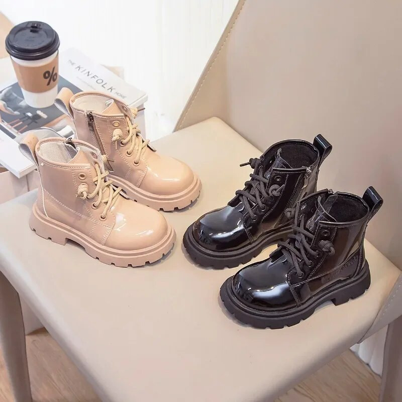 2023. aasta uued mustad tüdrukute saapad Drop Shipping lastele Mood vabaaja nahast saapad PU Lastele, libisemiskindlad poistele, soojad saapad, lihtsad koreapärased