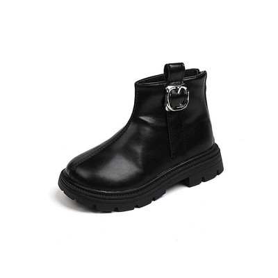 Vaikiški mergaičių trumpi batai 2023 m. rudens ir žiemos nauji britiški berniukų odiniai batai minkštu padu neslysta rudi juodi paprasti vaikiški batai