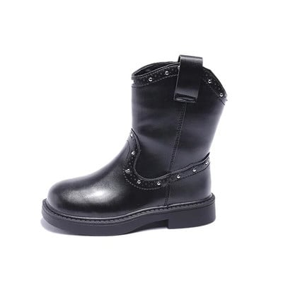 Κορίτσια Rivet Cowboy Boots για Παιδικά Παπούτσια Αγόρια PU Δερμάτινα μποτάκια Παιδικά 2024 Νέο τετράγωνο τακούνι αντιολισθητικές ρετρό κοντές μπότες