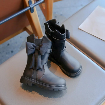2024 Νέες βελούδινες μπότες για κορίτσια στη μέση της γάμπας Παπιγιόν μονόχρωμο μονόχρωμο νήπιο για κορίτσια Βαμβακερά παπούτσια Παιδικά αντιολισθητικά casual μπότες