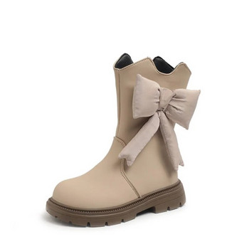 2024 Νέες βελούδινες μπότες για κορίτσια στη μέση της γάμπας Παπιγιόν μονόχρωμο μονόχρωμο νήπιο για κορίτσια Βαμβακερά παπούτσια Παιδικά αντιολισθητικά casual μπότες