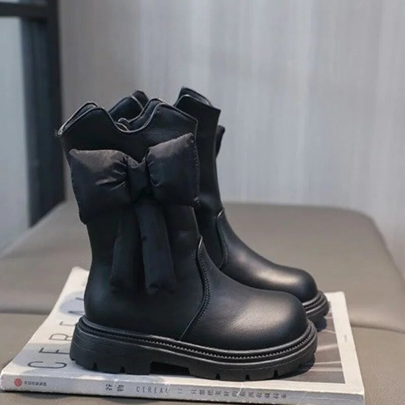 2024 m. Nauji mergaičių pliušiniai batai iki blauzdos, vaikiški, madingi, vienspalviai mažylio medvilniniai batai, vaikiški, neslystantys laisvalaikio batai