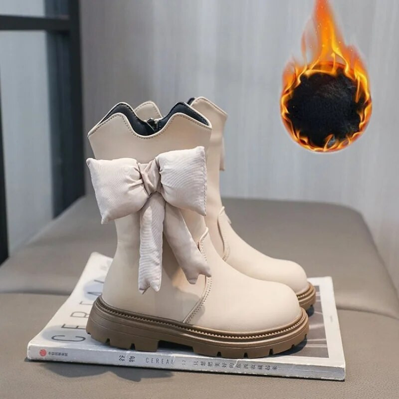 2024 m. Nauji mergaičių pliušiniai batai iki blauzdos, vaikiški, madingi, vienspalviai mažylio medvilniniai batai, vaikiški, neslystantys laisvalaikio batai