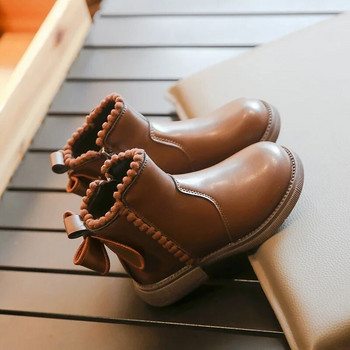 Νέες παιδικές μπότες 2024 Ευέλικτο μαλακό αναπνεύσιμο απλό κορίτσια Μπότες Chelsea Fashion Back Bowknot Παιδική μόδα βελούδινο μποτάκι αστραγάλου