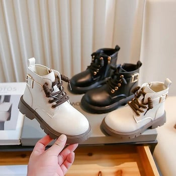 Παιδικά δερμάτινα μποτάκια βρετανικής μόδας που αναπνέουν απλά νέα μαύρα μπεζ αγόρια Παιδικά μποτάκια για τον αστράγαλο Drop Shipping Μπότες για κορίτσια