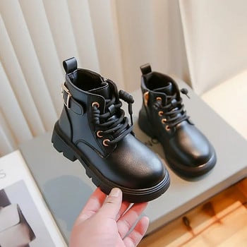Παιδικά δερμάτινα μποτάκια βρετανικής μόδας που αναπνέουν απλά νέα μαύρα μπεζ αγόρια Παιδικά μποτάκια για τον αστράγαλο Drop Shipping Μπότες για κορίτσια