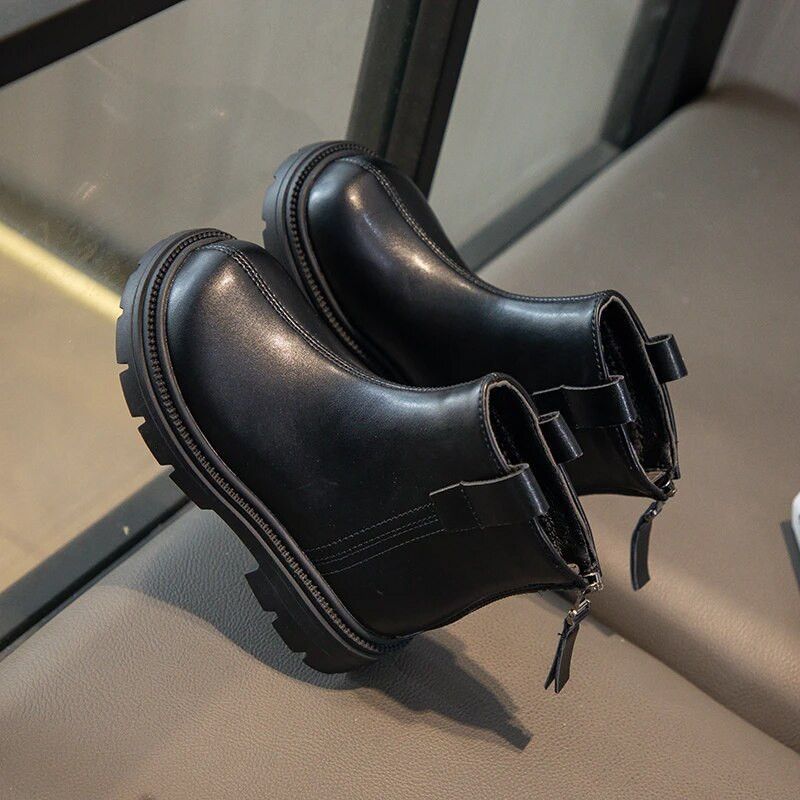 Laste vabaaja lühikesed saapad tüdrukutele, 2023. aasta kevad-sügis, uued Briti beebitüdrukud, ühevärvilised selja-, lukuga, moodsad poolsaapad