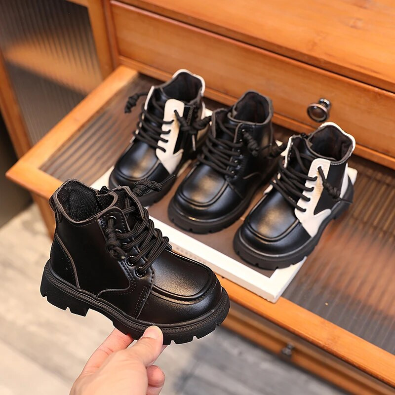 Retro 2023 lühikesed saapad Mitmekülgsed, pehmete värvidega sobivad vabaaja lastesaapad kevad-sügis uued lukuga poiste ja tüdrukute lastejalatsid