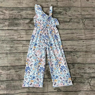 Χονδρικό μωρό κοριτσάκι Floral Jumpsuit Παιδική δαντέλα με έναν ώμο Ολόσωμο ρούχα Παιδικά παντελόνια Romper