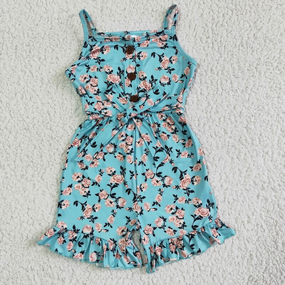 Χονδρικό μωρό κοριτσάκι Floral Jumpsuit Παιδική δαντέλα με έναν ώμο Ολόσωμο ρούχα Παιδικά παντελόνια Romper