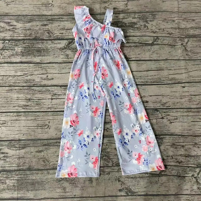 Χονδρικό μωρό κοριτσάκι Floral Jumpsuit Παιδική δαντέλα με έναν ώμο Ολόσωμο ρούχα Παιδικά παντελόνια Romper