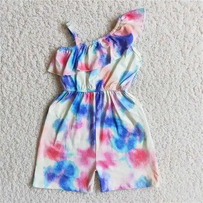 Χονδρικό μωρό κοριτσάκι Floral Jumpsuit Παιδική δαντέλα με έναν ώμο Ολόσωμο ρούχα Παιδικά παντελόνια Romper