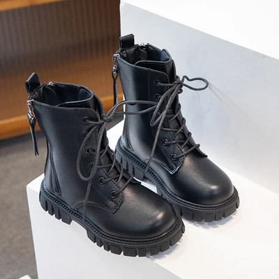 2024 Νέες μαύρες βαμβακερές κουλ μπότες για κορίτσια Παιδικά μποτάκια με φερμουάρ αντιολισθητικά Παιδικά χειμωνιάτικα χειμωνιάτικα ζεστά βελούδινα casual μποτάκια