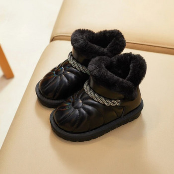 Детски ботуши Нови 2024 зимни външни водоустойчиви неплъзгащи се ботуши за сняг Момчета Момичета Модни лъскави топли плюшени памучни обувки Детски ботуши