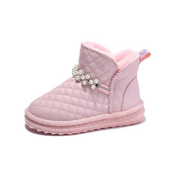 Παιδικές μπότες χιονιού 2024 Νέα μόδα παπούτσια Pearl Princess για κορίτσια Χαριτωμένα καρό μασίφ casual μποτάκια Παιδικά αδιάβροχα βαμβακερά παπούτσια