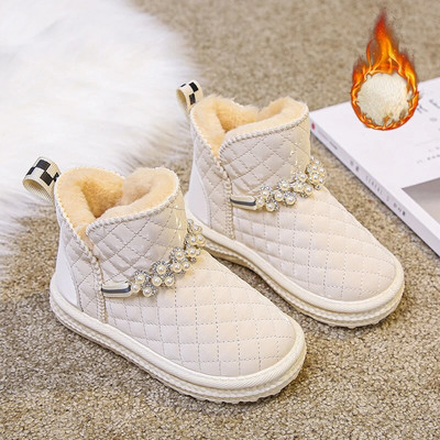 Laste lumesaapad 2024 Uued moodsad pärlprintsessikingad Tüdrukutele armsad ruudulised, vabaaja poolsaapad Laste veekindlad puuvillased kingad