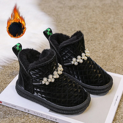 Laste lumesaapad 2024 Uued moodsad pärlprintsessikingad Tüdrukutele armsad ruudulised, vabaaja poolsaapad Laste veekindlad puuvillased kingad