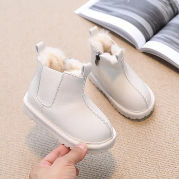 DIMI Зимни детски обувки Микрофибърна кожа Момчета Момичета Ботуши Модни меки водоустойчиви неплъзгащи се топли плюшени детски ботуши за сняг