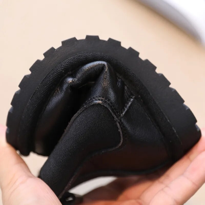 DIMI žiemos vaikiški batai mikropluošto odiniai berniukai mergaičių batai madingi minkšti vandeniui atsparūs neslystantys šilti pliušiniai vaikiški sniego batai