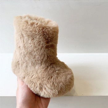 Χνουδωτές ζεστές βελούδινες μπότες για κοριτσάκια Πολυτελή παχιά γούνινα μποτάκια νήπιο Παιδικό χειμερινό χειμερινό στρογγυλό βαμβακερό παπούτσι