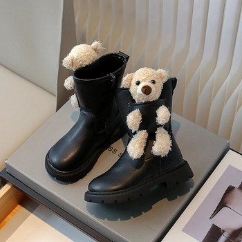 Детски модни ботуши 2023 г. Нови черни обувки с висока платформа за момчета и момичета Есенни модни модели Детски обувки с голям размер
