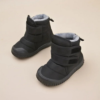 Детски ботуши за сняг Памучни обувки за момчета Плюшени топли зимни ботуши за момичета Плътен цвят Британски стил 2023 г. Прости неплъзгащи се есенни