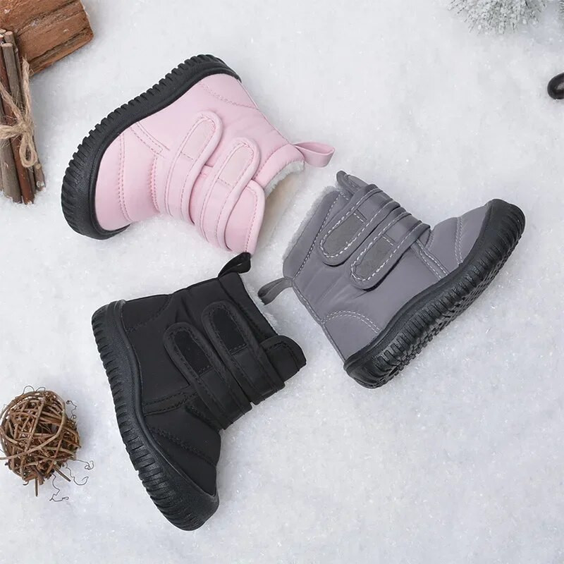 Παιδικά Snow Boots Βαμβακερά παπούτσια για αγόρια Βελούδινα ζεστά χειμωνιάτικα μποτάκια για κορίτσια μονόχρωμο στυλ Βρετανίας 2023 Απλό, αντιολισθητικό φθινόπωρο