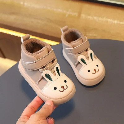 2023 Cartoon Bunny Cute Hook & Loop Girls Boots Παιδική πλατφόρμα μόδας Casual κοντά μπότες για αγόρια Cotton Drop Shipping PU