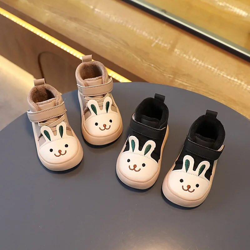 2023 m. animacinių filmų zuikis, mielas kabliuko ir kilpos mergaičių batai vaikiški mados platforma, laisvalaikio trumpi batai berniukams, medvilniniai, siunčiami, PU