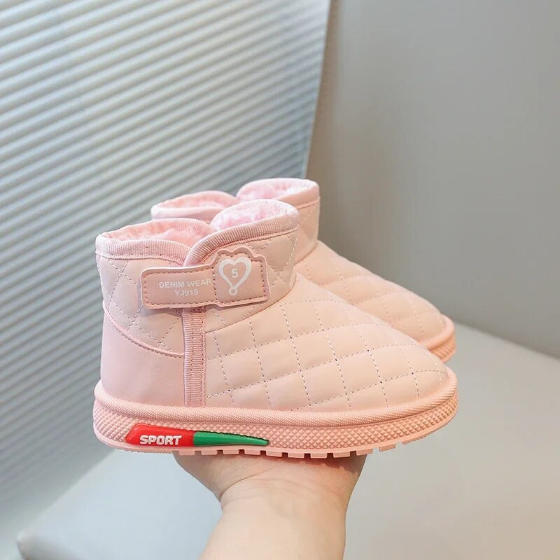2023 m. vaikiški sniego batai mergaitėms trumpi batai žiemai berniukams ir mergaitėms madingi batai siuvami šilti medvilniniai vaikiški princesiški batai, mieli