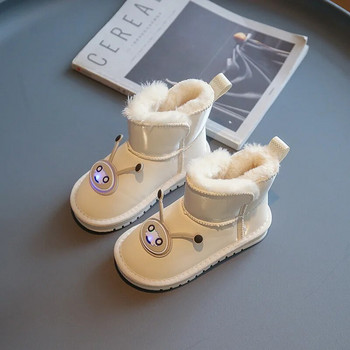 Детски плюшени удебелени ботуши за сняг Нова зима 2023 Едноцветни противоплъзгащи се водоустойчиви топли памучни ботуши за момичета за момчета Мода
