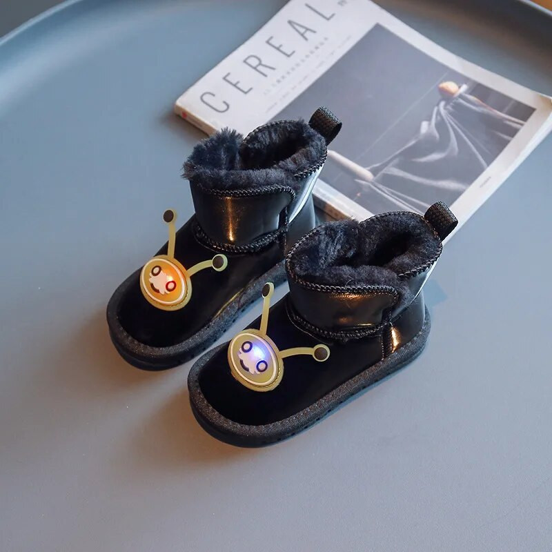 Laste plüüsist paksendatud lumesaapad, uus talv 2023 tüdrukute ühevärvilised libisemisvastased veekindlad soojad puuvillased saapad poistele