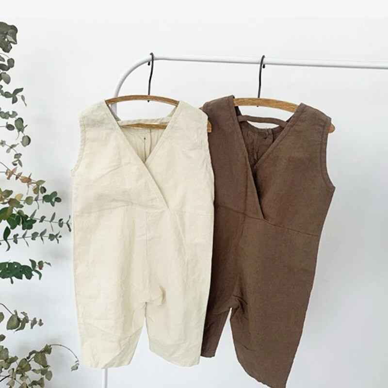 1566C Κορεατικά παιδικά ρούχα Ολόσωμο για αγόρια Ολόσωμα ρούχα Καλοκαιρινή μόδα Χαριτωμένη φόρμα για κορίτσια με κουμπιά casual παντελόνι