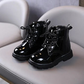 botas Botine baieti 2023Primavara toamna pantofi copii pantofi fete moda piele lacuita cizme scurte pantofi copii ботинки