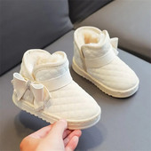 Iarna Copii Cristal Bowknot Cizme de zăpadă Fete Printesa Pantofi Copii Îngroșate Călduțe Confortabile Cizme pentru bebeluși Pantofi din bumbac anti-alunecare