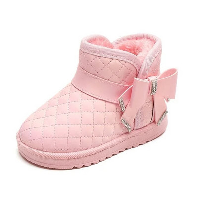 Iarna Copii Cristal Bowknot Cizme de zăpadă Fete Printesa Pantofi Copii Îngroșate Călduțe Confortabile Cizme pentru bebeluși Pantofi din bumbac anti-alunecare