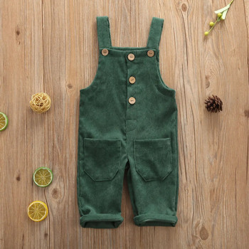 2020 Бебешко лятно облекло Дете Момчета Прохождащи деца Детски гащеризони Панталони с тиранти Ежедневни кадифени панталони с лигавник Едноцветни връхни дрехи 0-5T