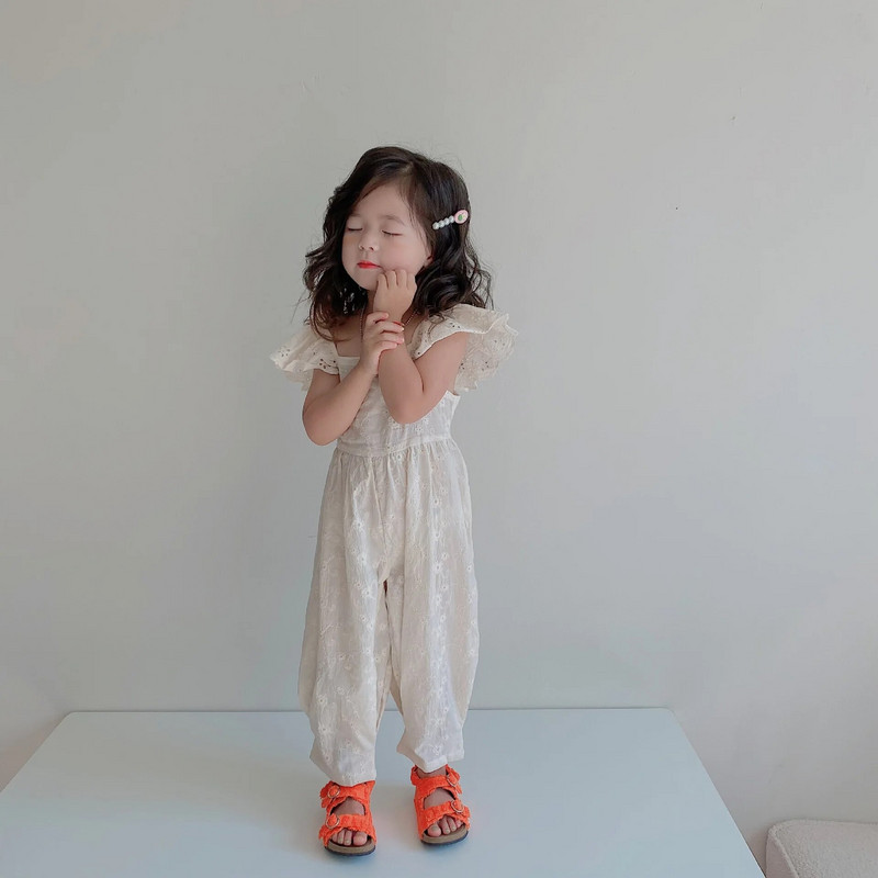 2622C Tüdrukute kombinesoon, suvi 2022 Korea tüdrukute moodne seljataga nööriga vibu ühes tükis riided hingav pitslillega kombinesoon