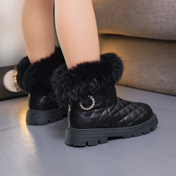 2023 Νέες παιδικές μπότες βελούδινες μονόχρωμες κοντές μπότες για κορίτσια Ευέλικτο ράψιμο Χαριτωμένο ζεστό χειμώνα PU Fashion παιδικές μπότες χιονιού