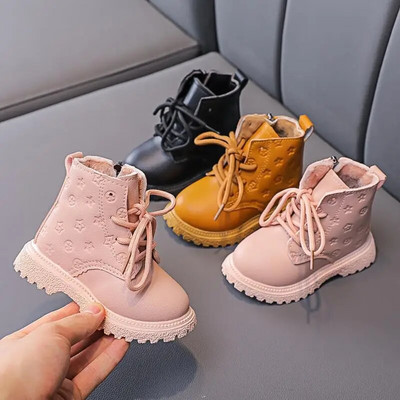 Bota Kid Boots Kid Fashion Boots Autumn Winter Boys British Plush Short Boot Girl Ankle Boots French Boy/ Girls Boots Kid Shoes