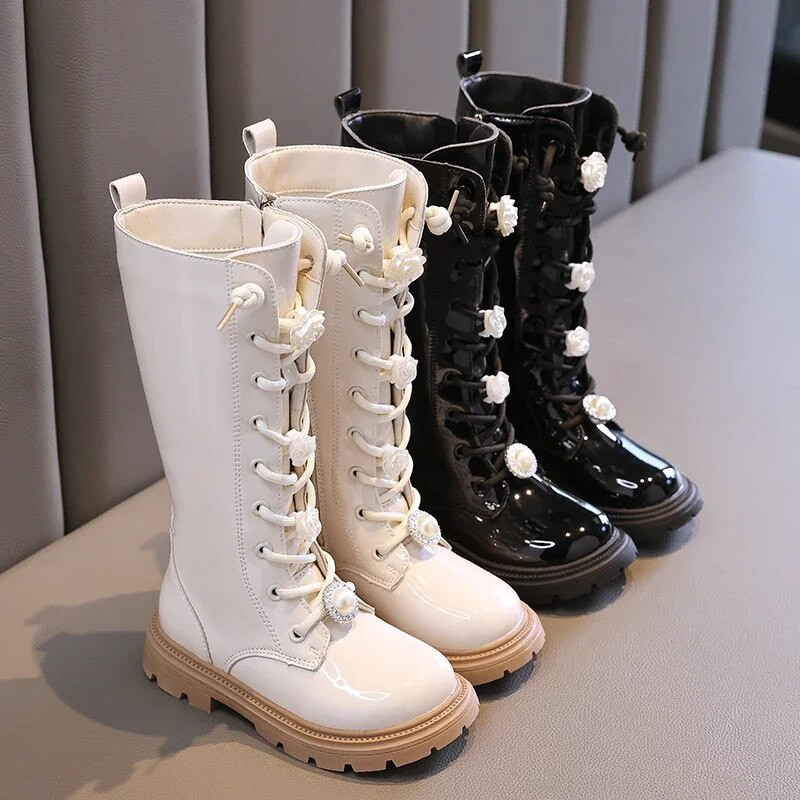 Άνοιξη και Φθινόπωρο Νέα 2023 Ευέλικτα αναπνέοντα γλυκά κορίτσια καθημερινά ψηλές μπότες Κομψές μπότες Princess Drop Shipping Fashion Kids