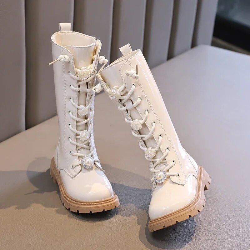 Άνοιξη και Φθινόπωρο Νέα 2023 Ευέλικτα αναπνέοντα γλυκά κορίτσια καθημερινά ψηλές μπότες Κομψές μπότες Princess Drop Shipping Fashion Kids