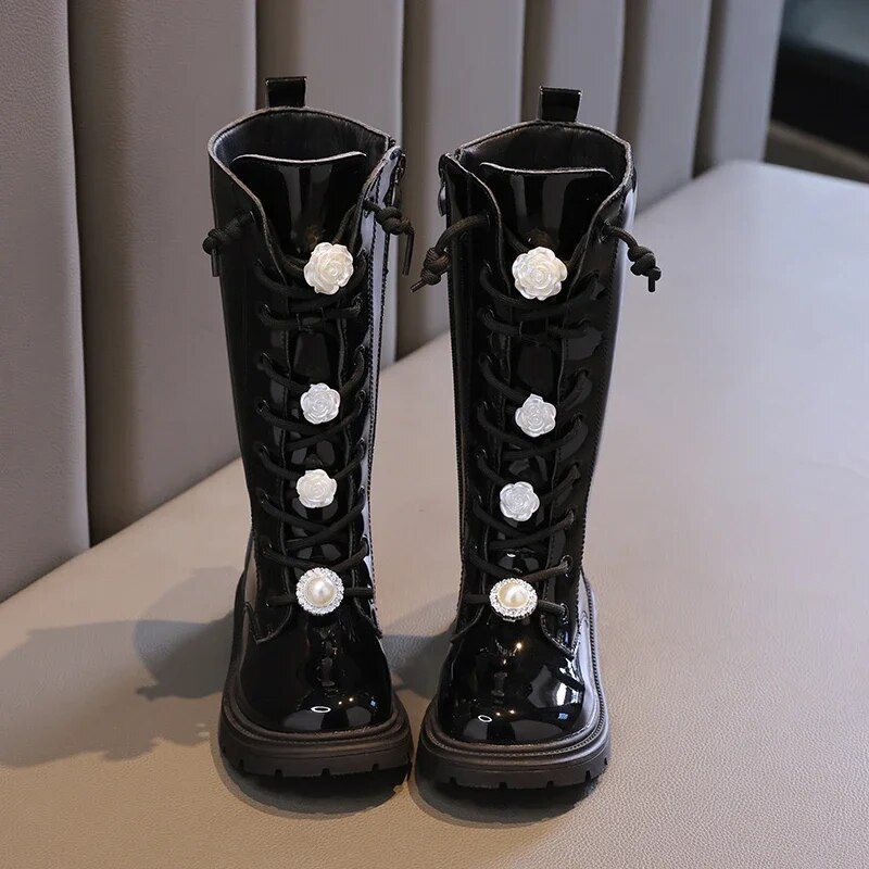 Άνοιξη και Φθινόπωρο Νέα 2023 Ευέλικτα αναπνέοντα γλυκά κορίτσια καθημερινά ψηλές μπότες Κομψές μπότες Princess Drop Shipping Fashion Kids