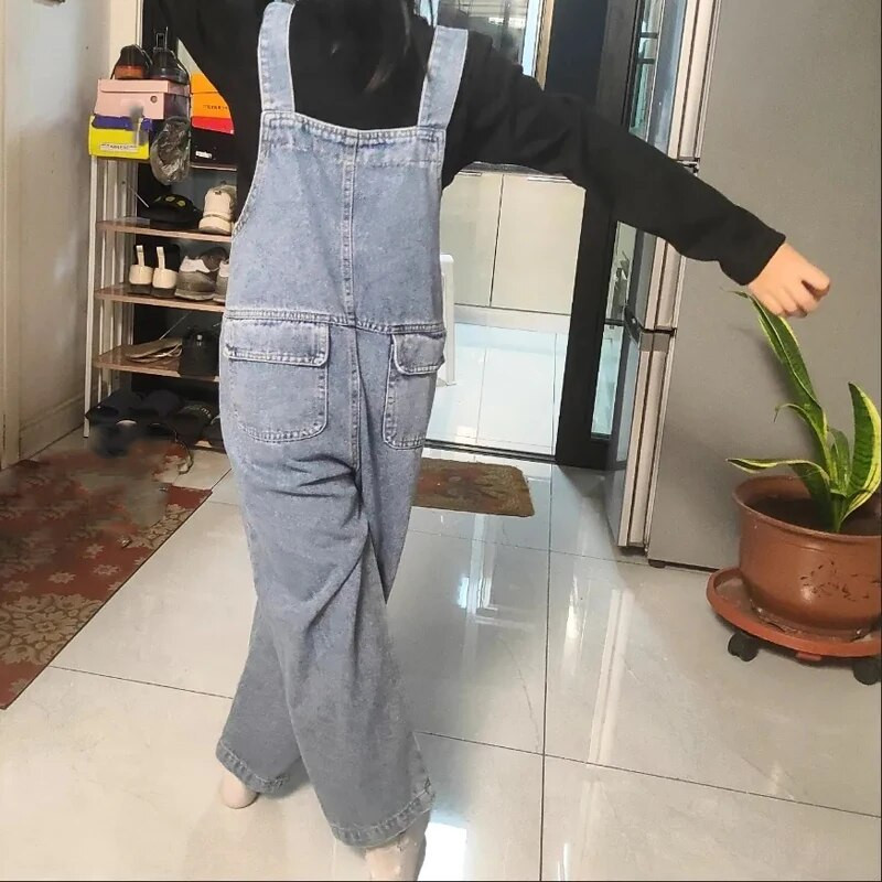 Fashion Trend Mergaičių džinsiniai kombinezonai pavasario rudeniniai laisvalaikio vaikiški džinsai aukštu juosmeniu kelnaitės kūdikių šliaužtinukai Džinsiniai kombinezonai