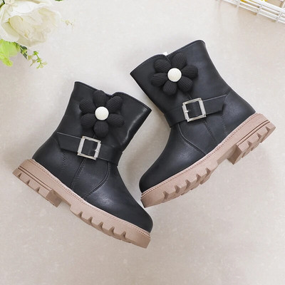 Armsad Printsess Saapad Lilled Armas Lukk Mood Lastejalatsid Külg lukuga Laste vabaajajalatsid PU 2023 Uus pruun beež Elegantne