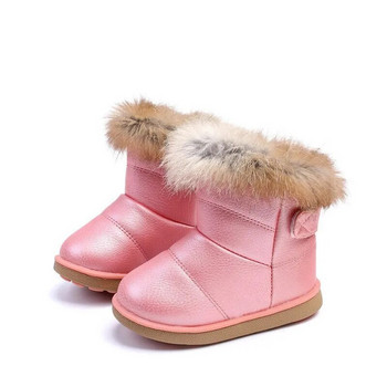 Φθινοπωρινές χειμερινές νέες μπότες χιονιού για κορίτσια Μασίφ ζεστά παιδικά παπούτσια Pu δερμάτινα αδιάβροχα αντιολισθητικά μποτάκια αστραγάλου μωρά βαμβακερά παπούτσια