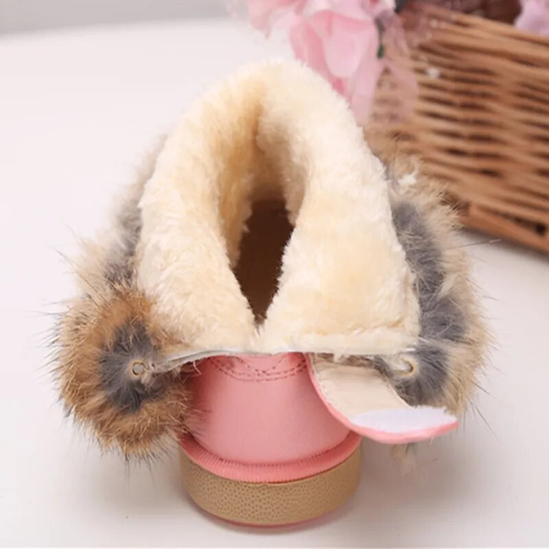 Rudens žiema Nauji sniego batai mergaitėms Kieti Šilti vaikiški batai Pu Oda Neperšlampami Neslystantys Kulkšnies Batai Kūdikių Medvilniniai Batai