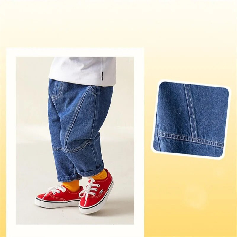 Korejski stil Dječaci Djevojčice Univerzalne traperice Srednje velike dječje ležerne široke hlače Dječje moderne svestrane ravne traperice